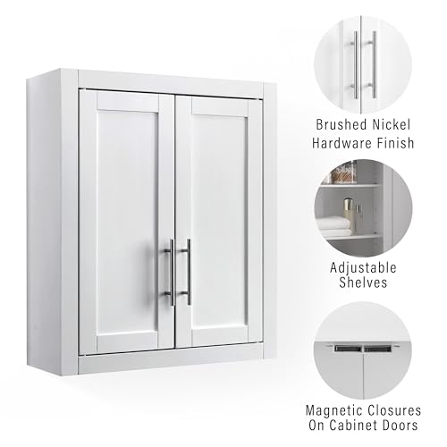 Crosley Furniture Savannah Wall Mounted Bathroom Storage Medicine Cabinet with Shelves, Snow - color: Snow, style: Wall Cabinet