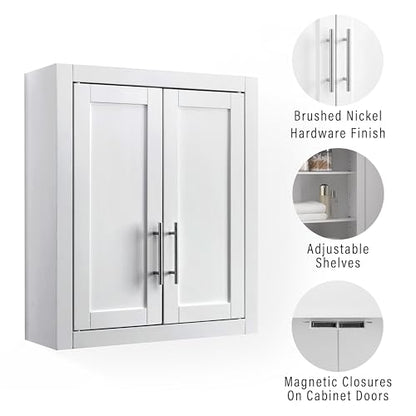 Crosley Furniture Savannah Wall Mounted Bathroom Storage Medicine Cabinet with Shelves, Snow - color: Snow, style: Wall Cabinet