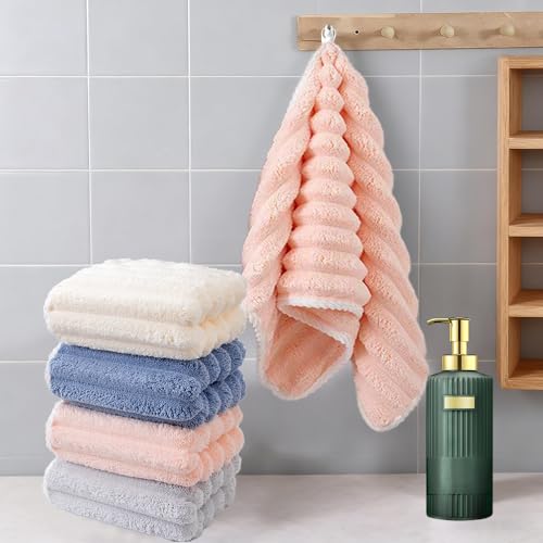 Soft Coral Velvet Hand Towels, Microfiber Washcloths for Bathroom (1 Pack, 12"X24") - Light, Soft & Absorbent, Multipurpose Hand Towels with Hanging Loops, Daily Use & Guest Use, Coral Pink - color: Coral-pink
