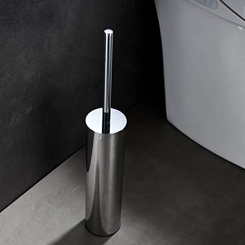 Freestanding Luxury Toilet Brush 304 Stainless Steel Toilet Brush and Holder 19-Inches Tall Round Rust Resistant Anti-Odor and Easy to Clean with Polished Chrome Finished - color: 19-inch Round High Polished Chrome