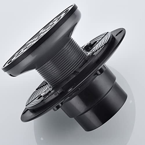 RANDOM Round Shower Drain Kit Matte Black with Adjustable Base Flange,4 Inch Shower Drain Cover with Threaded Adapter,Removable Invisible Look 304 Stainless Steel - color: A-matte Black-4″ Round With Base Flange