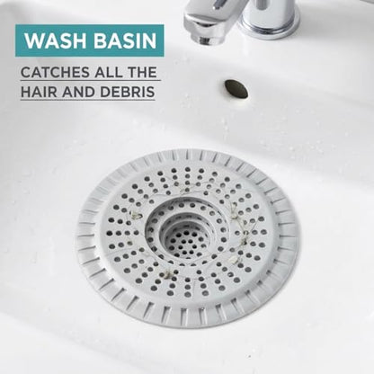 Silicone Shower Drain Hair Catcher,Anti-Clogging Pet Hair & Debris | Hair Stopper Drain Strainer for Bathroom Sink & Bathtub, Cover & Trap for Most Tubs, Stays in Place, Ease of Cleaning,3 Pack