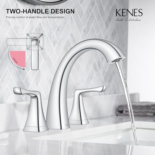 Bathroom Faucets for Sink 3 Hole, Chrome 8 Inch 2 Handle Widespread | Bathroom Vanity Faucet with Pop Up Drain & Supply Lines, Lead-Free cUPC & NSF Certified, 8 Inch Faucet for Vanity RV Sink - color: Chrome
