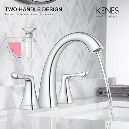 Bathroom Faucets for Sink 3 Hole, Chrome 8 Inch 2 Handle Widespread | Bathroom Vanity Faucet with Pop Up Drain & Supply Lines, Lead-Free cUPC & NSF Certified, 8 Inch Faucet for Vanity RV Sink - color: Chrome