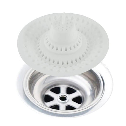 Meadow Lane 4.75-Inch Silicone Drain Hair Catcher, Fits Most Drains, White | Flat silicone cover adjusts to 3 drain setups; 4.75-inch design catches hair on top and lifts off for quick cleaning. - size: 1 Pack