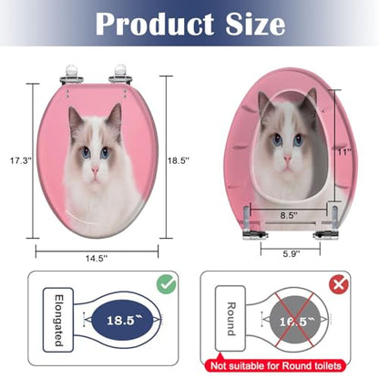 Elongated Toilet Seat Portrait beautiful purebred ragdoll cat blue eyes looking camera her Resin Toilet Seat Slow Quiet Close with Quick-Release Hinges Toilet Seat with Cover Easy to Clean Install - color: Multi7, size: 19.5"x14.5"