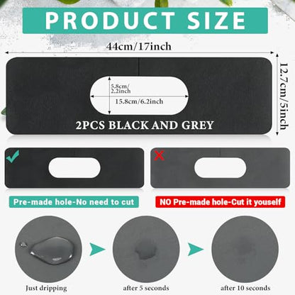 Tioncy 2 Pcs Faucet Mat Sink Splash Guard Oval-hole Oval Splash Pad for Kitchen Sink Oval Base Diatomite Faucet Mat for Bathroom Absorbent Mat Splatter Screens(Dark Gray, Black) - color: Dark Gray, Black