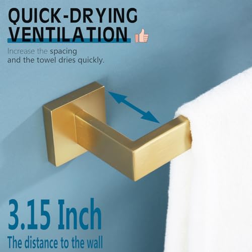 KOKOSIRI 24-Inch Single Towel Bar, Bathroom Kitchen Towel Holder, Wall Mounted SUS304 Stainless Steel Towel Rack, Brushed Gold, B4003BG-L24 - color: Brushed Gold, size: 24-Inch