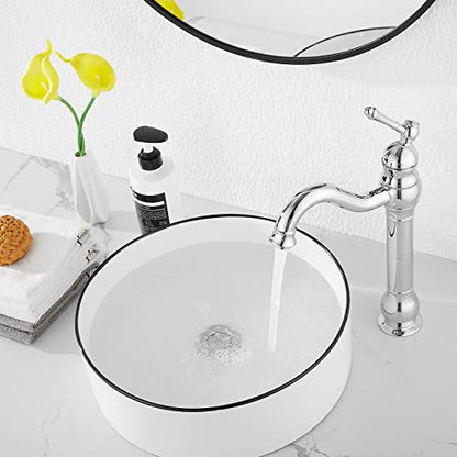 360° Swivel Chrome Single Handle One Hole Bathroom Sink Faucet Matching with Pop Up Drain - color: Chrome, size: Vessel