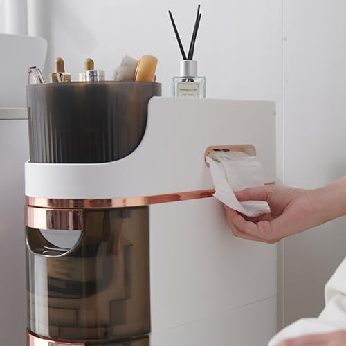 5 Tiers Narrow Bathroom Storage Cabinet with 4 Drawers,Movable Bathroom Floor Storage Cabinet with and Tissue Holder,Slim Cabinet for Small Space,Bathroom, Kitchen, Bedroom - style: 5-Tier-Rotatable Top