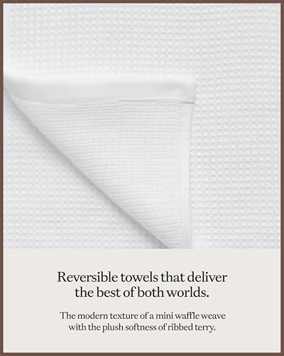 Cozy Earth Complete Waffle Bath Bundle, 60% Cotton 40% Viscose from Bamboo | Quick Dry and Ultra-Soft Waffle Weave Bath Towels, 4 Washcloths, 2 Hand Towels, 2 Bath Towels, 2 Bath Sheets, White - color: White