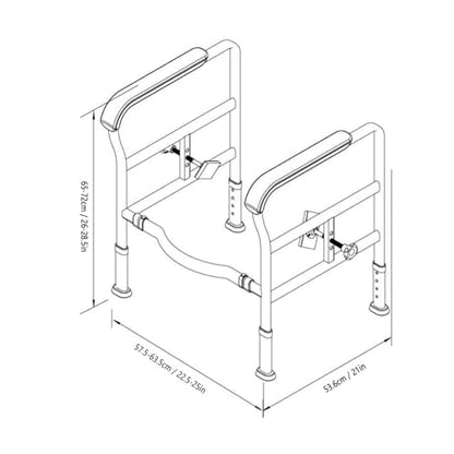 Toilet Safety Rails Foldable Stand Alone Toilet Frame Adjustable Height with Easy Installation Bathroom Toilet Seat for Seniors Arthritis Sufferers Injured Surgery Recovery