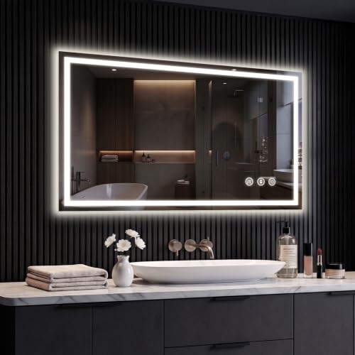 40x24 LED Bathroom Mirror with Anti-Fog, Backlit & Front Lit, Memory | Stepless Dimmable 3 Color CRI 95+ Shatterproof Tempered Glass ETL Listed for Safety Lighted Bathroom Vanity Mirror for Wall - size: 40"L x 24"W