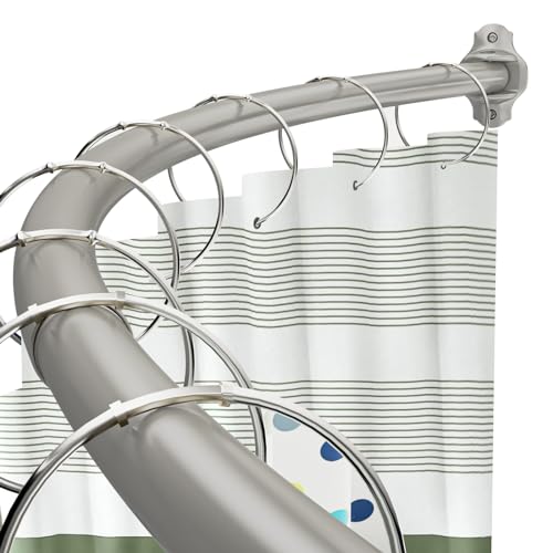 Curved Shower Curtain Rod, Adjustable 40-72 Inches, Nickel | Easy Installation, Rust proof, Expandable Curved Shower Rods for Bathroom, Need to Drill - color: Brush Nickel