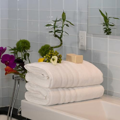 Luxury Turkish Bath Sheets, 4 Pack, 35 x 70 in, 700 GSM, White | 4 oversized bath sheets, 35 x 70 in, 700 GSM, 50% viscose made from bamboo and 50% Aegean Turkish cotton, plush and absorbent - color: White, size: Bath Sheets, Set of 4
