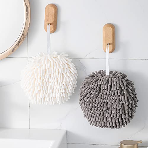 4 Pack Chenille Hand Towels Soft Absorbent Microfiber Towels Ball Home Kitchen Bathroom Hanging Towels Quick Dry Cloths - color: White,gray