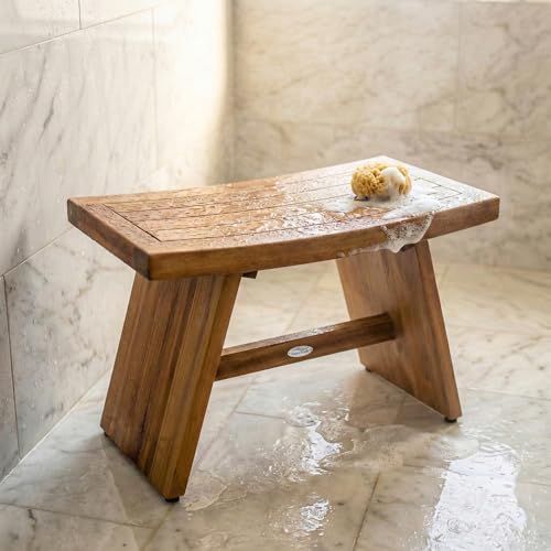 The Original 30" Asia Teak Shower Bench | Durable, Water-Resistant Teak, Shower Chair & Shaving Foot Rest, Indoor/Outdoor Use