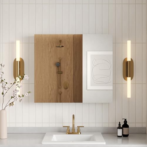 DeerValley 26'' x 30'' Medicine Cabinet with Mirror, Bathroom Mirror with Storage, Surface Frameless Modern Wall Mount Mirrored Medicine Cabinets with Adjustable Shelf DV-1MC0363 - size: 26" x 30"