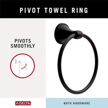 Delta Faucet Becker (1-Pack) Hand Towel Holder, Matte Black, Ring for Bathroom or Kitchen Sink, Wall Mounted BCK46-MB - color: Matte Black