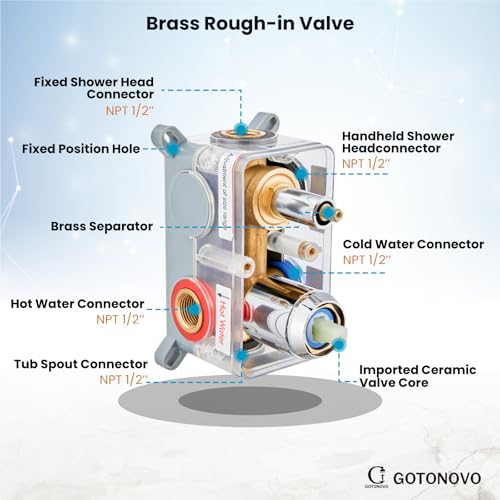 gotonovo Tub Shower Faucet Set with Valve,Polish Chrome,Straight Handheld | 10” Rain Shower Head with Handheld Trim Kit,Luxury Shower System with Tub Spout,All Metal,Bathroom Wall Mounted 3 Function - color: Chrome