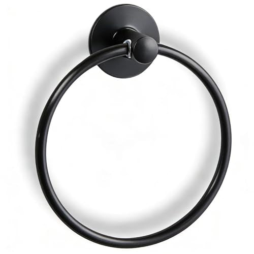 Adhesive Towel Ring Self Adhesive Hand Towel Ring Stainless Steel Rustproof Bathroom Towel Holder Wall Mount SUS 304 Stainless Steel Matte Black,Bathroom Hand Towel Holder