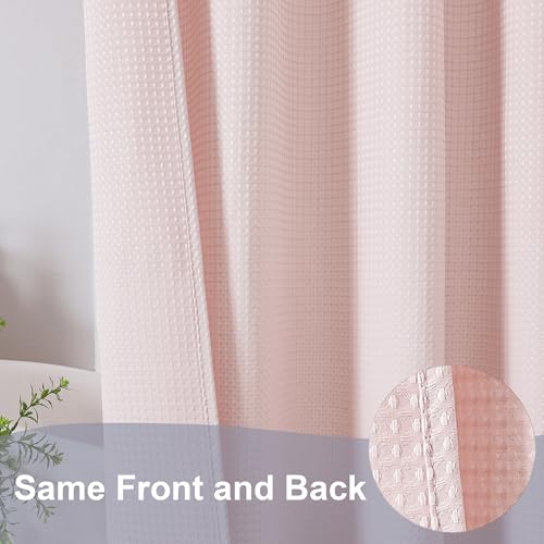 Blush Shower Curtain, Stall Small Waffle Weave Heavy Fabric Shower Curtains for Narrow Size Bathroom, Waterproof Soft Hotel Spa Luxury Bath Curtain Set, Machine Washable, Blush, 36x72 Inch - color: Blush, size: 36"W x 72"L (Pack of 1)