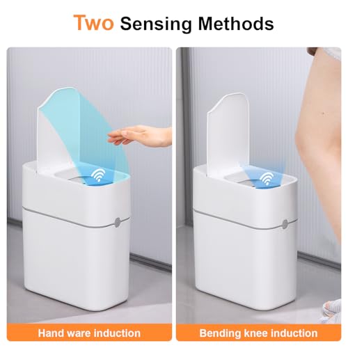 MUEE Rechargeable Touchless Trash Can with Lid | Touchless Open for Makeup & Skincare, Keeps Beauty Waste Hidden