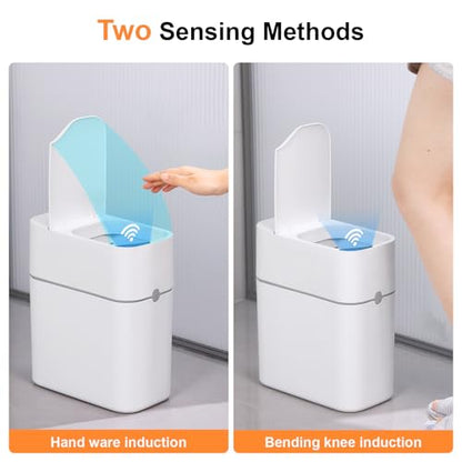 MUEE Rechargeable Touchless Trash Can with Lid | Touchless Open for Makeup & Skincare, Keeps Beauty Waste Hidden