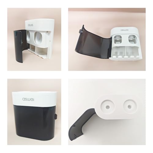 Wall Mounted Toothbrush Holders with Covers for Bathroom,2 Toothpaste Squeezer for Kids and Aldults，Toothpaste Dispenser，Holds 4 Toothbrushes