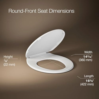 KOHLER 20111-0 Brevia, Slow Close Toilet Seat, Round Toilet Seat, Grip-Tight Bumpers Quick-Attach Hardware, White (Pack of 2) - size: Round (Pack of 2)