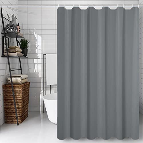 Hibate Grey (72x72 Inches) Fabric Shower Curtain Liners Hotel Quality Machine Washable Bath Bathroom w/12pcs Hooks - color: Grey, size: 72"W x 72"L (Pack of 1)