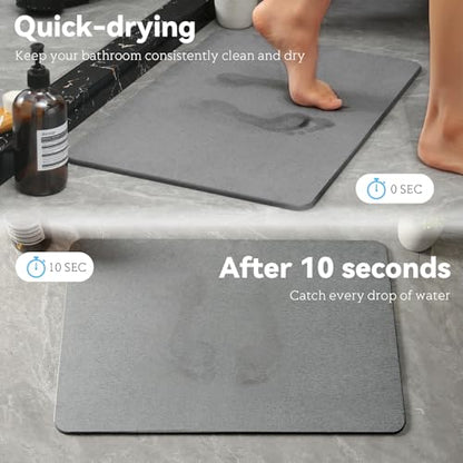 Stone Bath Mat, Dries Quickly, Non-Slip Diatomaceous Earth Bath Mats for Bathroom, Super Absorbent Stone Shower Mat, Easy to Clean, 23.5" x 15.5" Dark Gray - color: Dark Gray