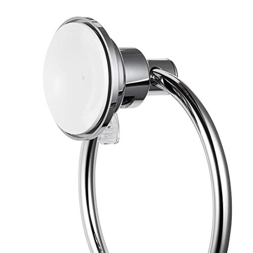 JiePai Vacuum Suction Cup Towel Ring,No Drill Bath Towel Holder, Chrome | Wall Mounted ,Round Towel Holder,No Drill Hand Towel Holder,Adhesive Towel Ring - color: Suction Towel Ring-chrome