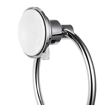 JiePai Vacuum Suction Cup Towel Ring,No Drill Bath Towel Holder, Chrome | Wall Mounted ,Round Towel Holder,No Drill Hand Towel Holder,Adhesive Towel Ring - color: Suction Towel Ring-chrome