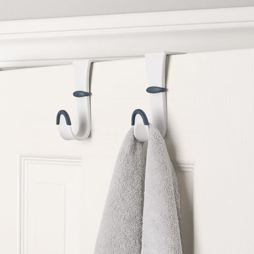 Black Duck Brand Over-the-Door Hooks – Heavy Duty Plastic Door Hangers with Non-Slip Rubber Grips – Fits Most Standard Doors – No Tools or Drilling – Ideal for Towels, Robes, Bags, and Coats