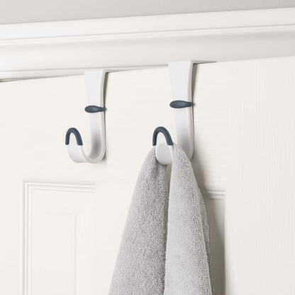 Black Duck Brand Over-the-Door Hooks – Heavy Duty Plastic Door Hangers with Non-Slip Rubber Grips – Fits Most Standard Doors – No Tools or Drilling – Ideal for Towels, Robes, Bags, and Coats