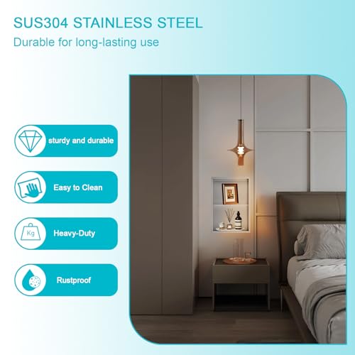 14x20 Inch Brushed Nickel Shower Niche, No Tile Needed Stainless Steel Recessed Bathroom Wall Niche with Double Shelves for Shower Storage - size: 14x20" - Brushed Nickel