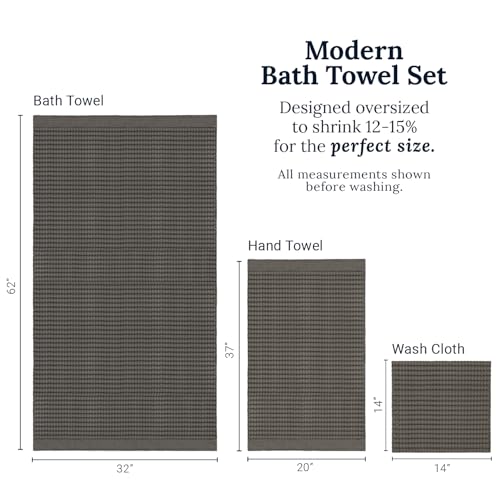 GILDEN TREE Waffle Towel Set Quick Dry Thin | 2 Bath Towels | 2 Hand Towels | 2 Washcloths, Modern Style (Stone) - color: Stone, size: Bath Towel Set