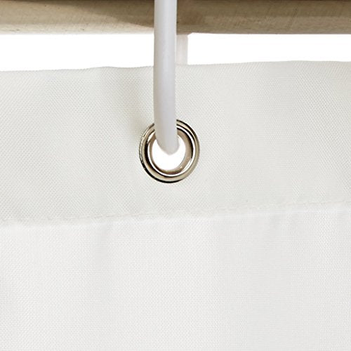 Amazon Basics Bathroom Shower Curtain, Water Repellent Fabric with Weighted Hem, Grommets & Hooks, Machine Washable, 72"x72", White - color: White, size: 72"W x 72"L (Pack of 1), style: Curtain