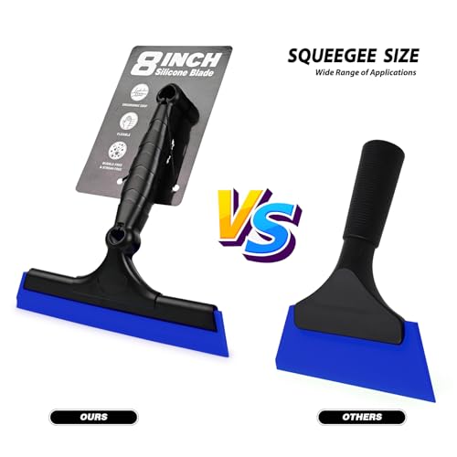 EHDIS 2PCS Flexible 8-Inch Silicone Squeegee Window Tint Tool Auto Water Blade, Shower Squeegee for Car Windshield, Glass, Tiles, and Smooth Surfaces (Blue) - color: Blue