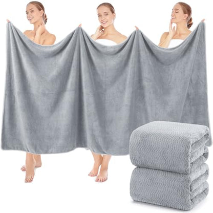 SmoothNovelty 2 Pcs Oversized Bath Towels 40 x 80 Inch, Extra Large Bath Sheets Microfiber Lightweight & Quick Dry, Jumbo Shower Towels for Adults Beach, Gym, Pool, Spa, Travel (Light Gray) - color: Light Gray