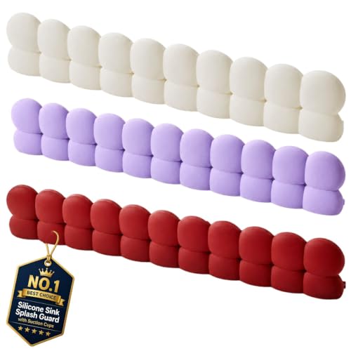 Silicone Sink Splash Guard with Suction Cups for Kitchen Faucet Area | Flexible Water Barrier for Bathroom Counters, Backsplash Edges, Tubs, Bathtubs and Countertop Splash Control(MIX) - color: MIX