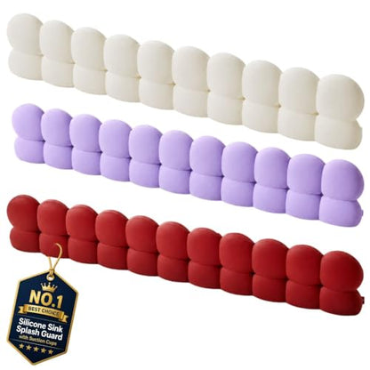 Silicone Sink Splash Guard with Suction Cups for Kitchen Faucet Area | Flexible Water Barrier for Bathroom Counters, Backsplash Edges, Tubs, Bathtubs and Countertop Splash Control(MIX) - color: MIX