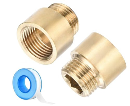 Shower Head Extension Arm, 2 Pack Brass G1/2 Male to G1/2 Female Thread 25mm Length Pipe Fitting Coupler Copper Shower Head Extender with 8M PTFE Pipe Sealant Tape - style: 25mm