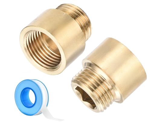 Shower Head Extension Arm, 2 Pack Brass G1/2 Male to G1/2 Female Thread 25mm Length Pipe Fitting Coupler Copper Shower Head Extender with 8M PTFE Pipe Sealant Tape - style: 25mm