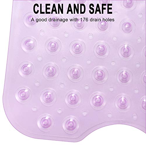 YINENN Bath and Shower Safety Mats 40x16 inch, Non Slip with Suction Cups for Bathroom Stall and Tub Floor, Extra Large and Machine Washable, Drain Holes Keep Bathtub Clean, Purple - color: Purple