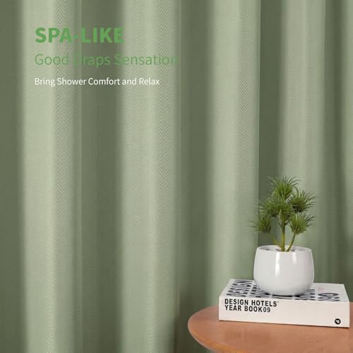 eachope Waterproof Extra Long Fabric Shower Curtain,No Liner Needed,TPU Laminated Polyester Shower Curtain,Chevron Striped Design with Weighted Magnets and Metal Grommets,72Wx 84H,Sage Green - color: Sage Green, size: 72"W x 84"L (Pack of 1)