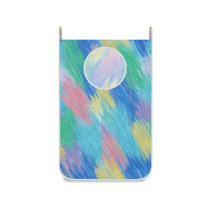 1PC Hanging Laundry Hamper Bag Over the Door Laundry Hamper Wall Hamper Large Dirty Clothes Hamper with Stainless Steel Hooks 29.5x20Inch Blue Stripe Pink Yellow Impression - color: Blue Stripe Pink Yellow Impression, size: 1 PC