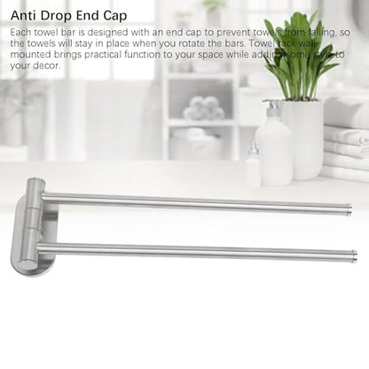 Swivel Towel Rack,Bath Towel Holder Swing Out 304 Stainless Steel 2 Or 4 Bar Folding Arm Bathroom Handtowel Rack Hanger for Kitchen (2 Arm) - color: 2 Arm