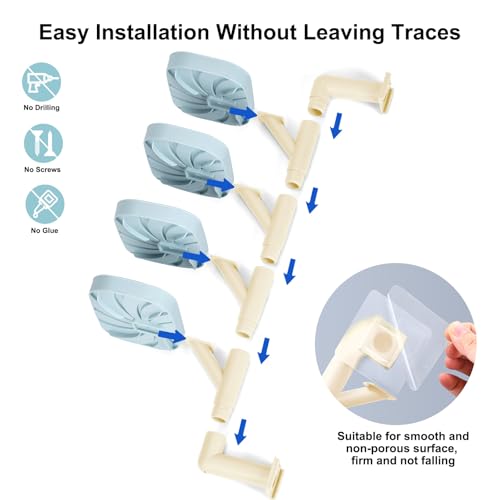 Soap Holder Four Layer Wall Mounted NO-Drilling Rotatable Self-draining Removable Soap Dish for Shower Bathroom Tray,Self Draining Sponge Holder,Razor Holder (Blue/Ecru) - color: Blue/Ecru